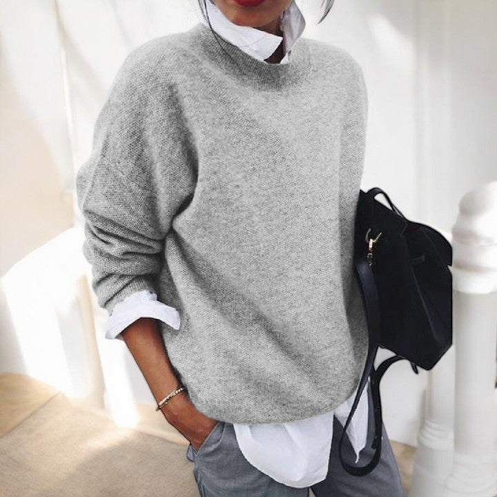 Women's Soft Knit Relaxed Everyday Sweater - Gray