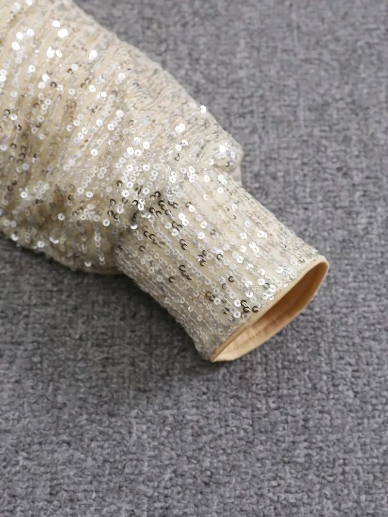 Women's Relaxed Three-Quarter Sleeve Sequin Party Dress