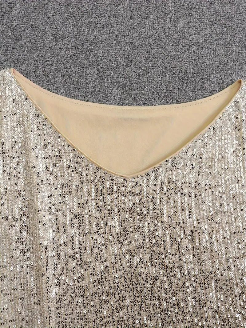 Women's Relaxed Three-Quarter Sleeve Sequin Party Dress