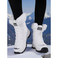 Women's Lace-Up Winter Boots with Grip Sole - White