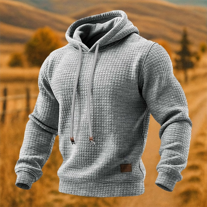Men's Waffle Texture Pullover Hoodie