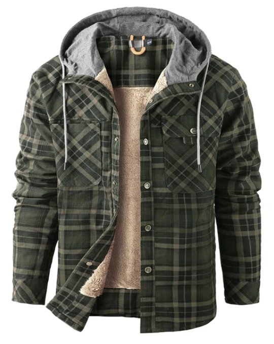 Men's Printed Fleece-Lined Jacket - Army Green