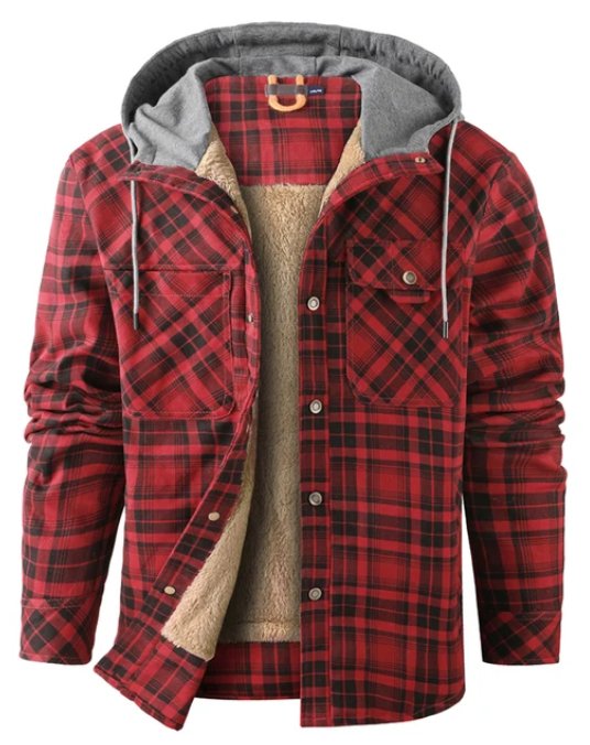 Men's Printed Fleece-Lined Jacket - Red