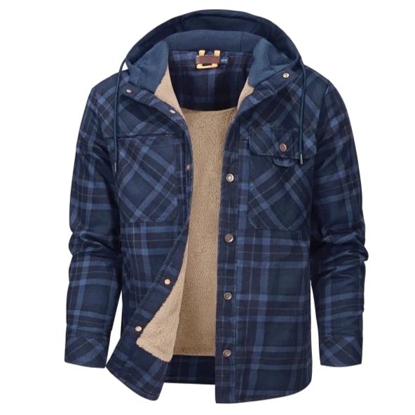 Men's Printed Fleece-Lined Jacket - Dark Blue
