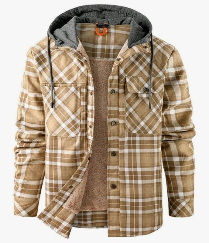 Men's Printed Fleece-Lined Jacket - Khaki