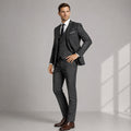 Men's Tailored Three Piece Suit Classic Formalwear for Weddings - Black