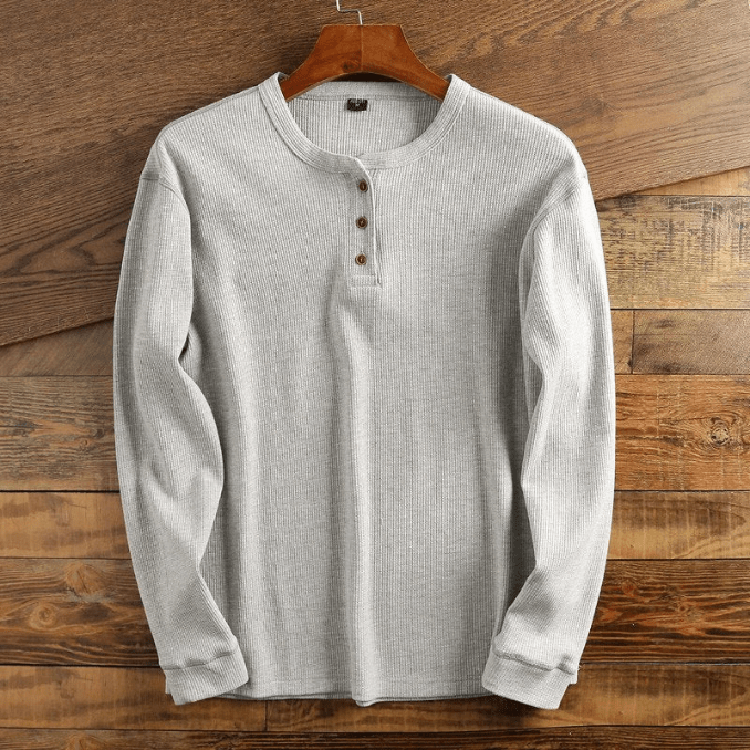 Men’s Waffle Knit Henley Shirt