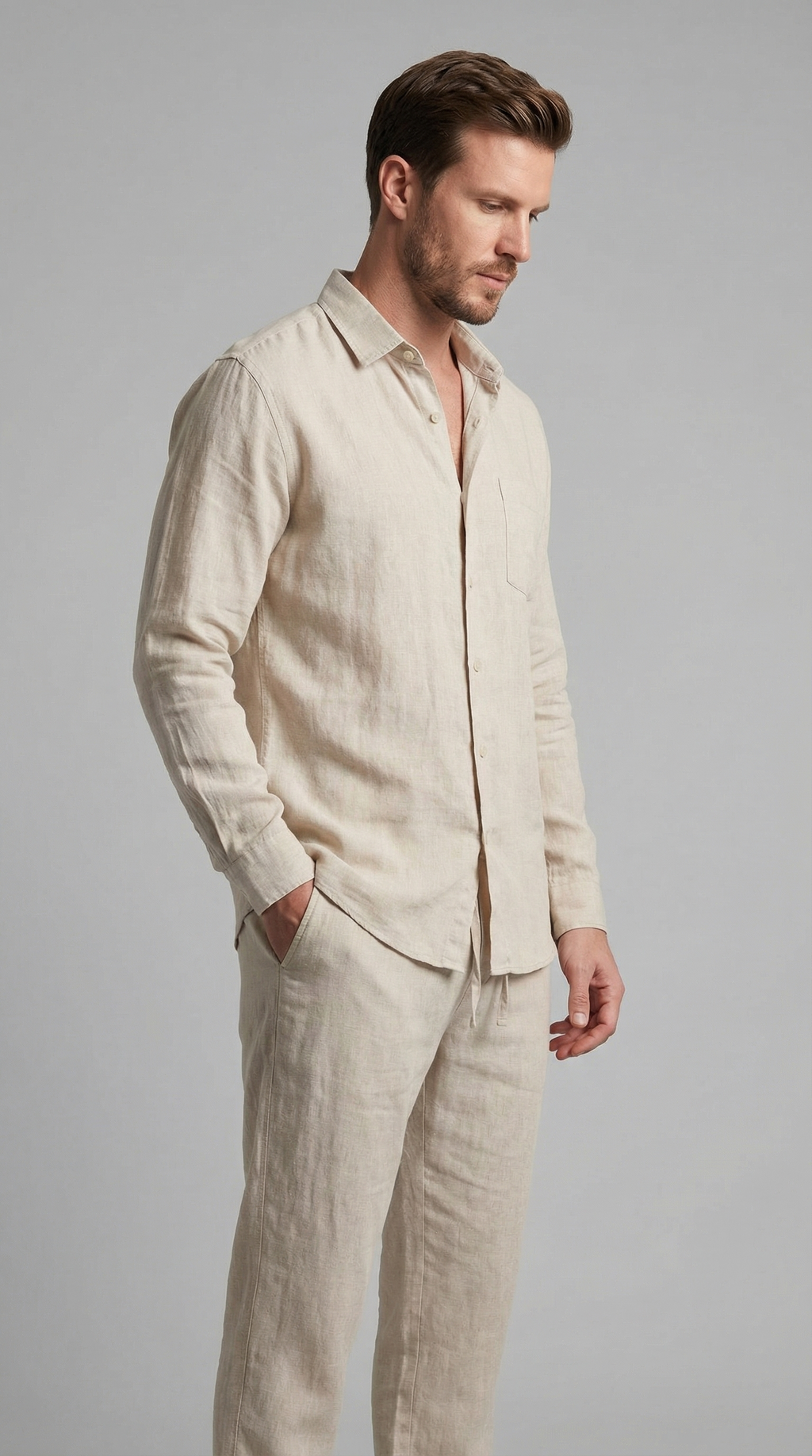 Men's Relaxed Linen Shirt Trouser Set