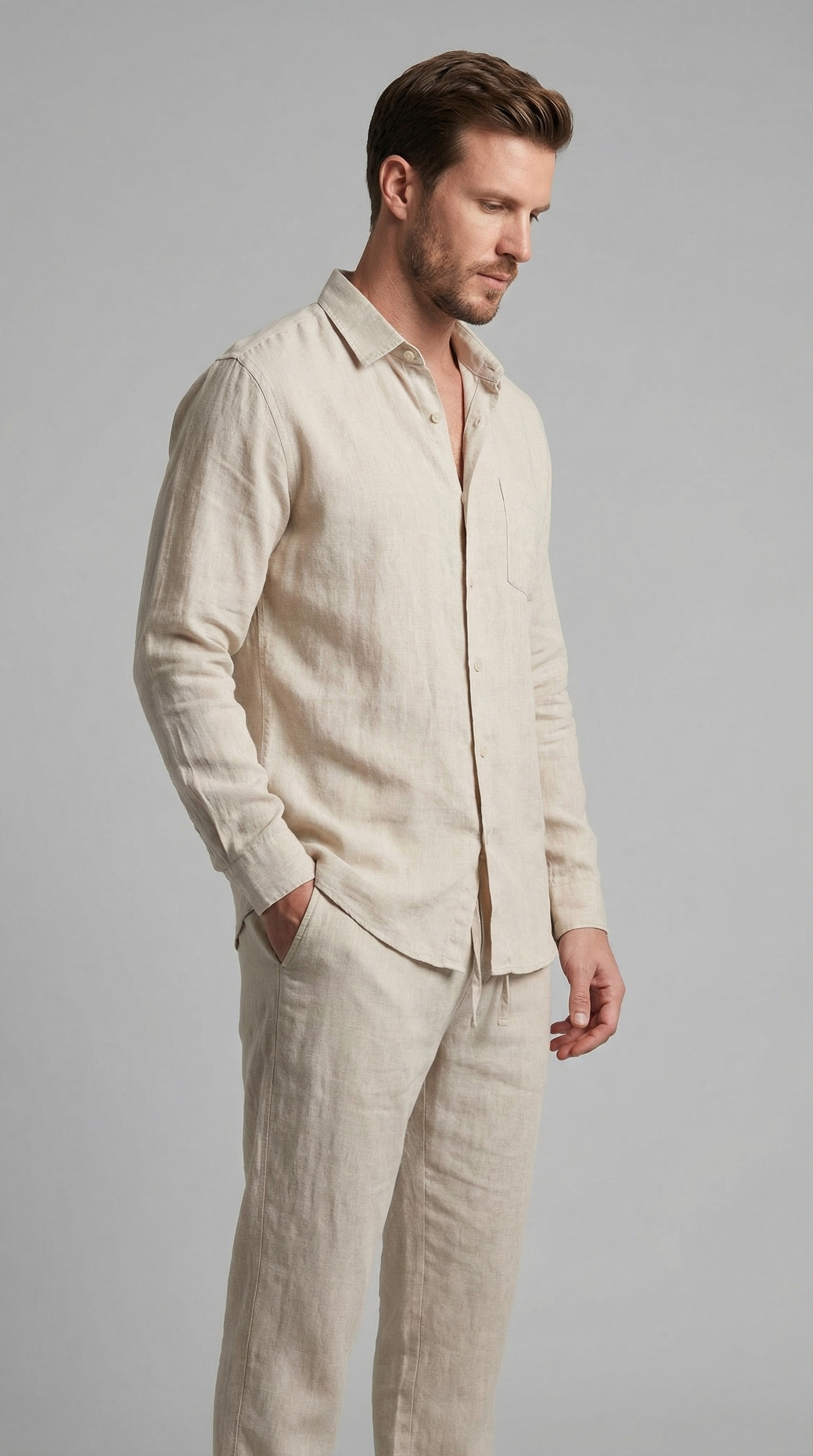 Men's Relaxed Linen Shirt Trouser Set