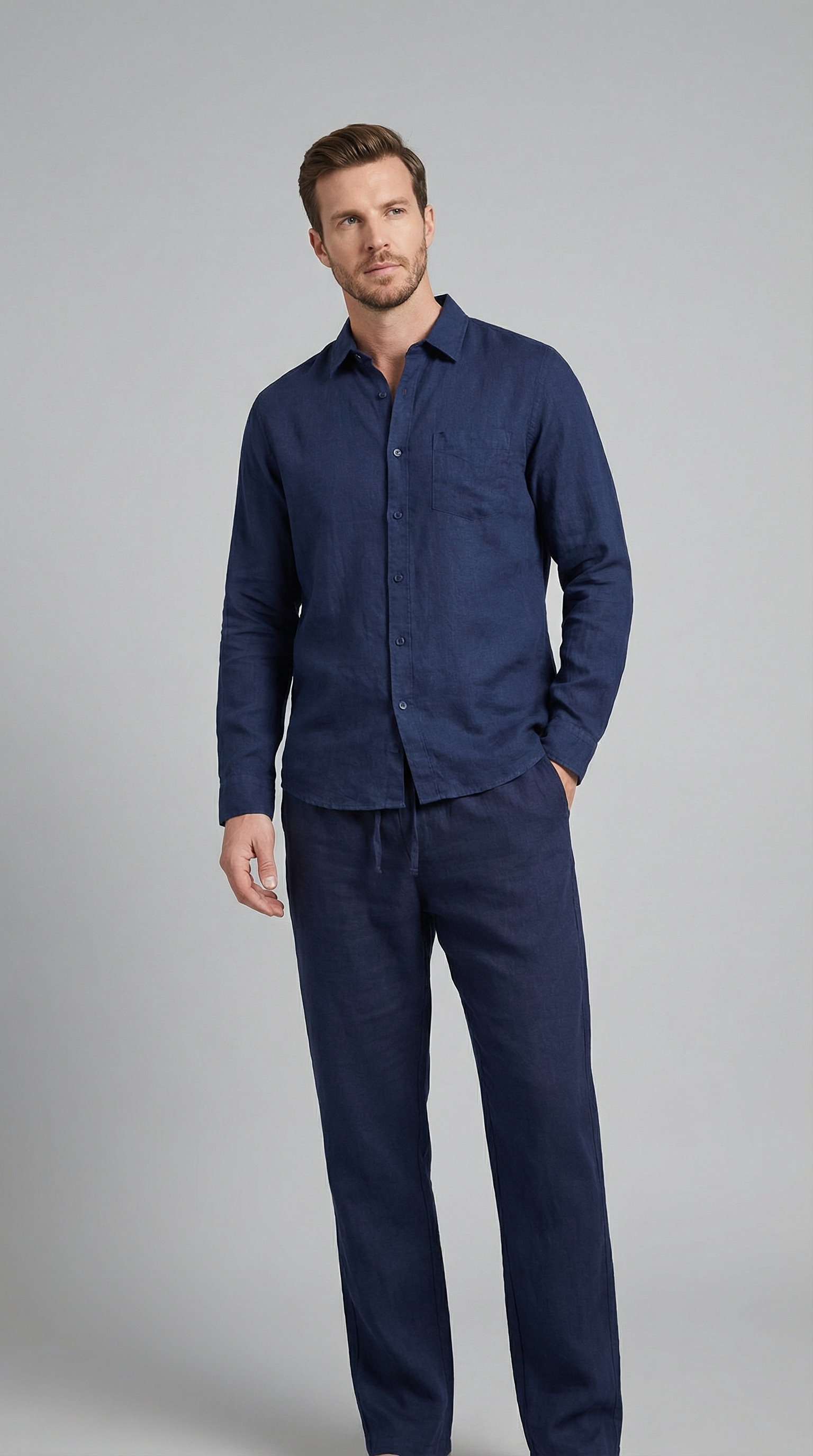 Men's Relaxed Linen Shirt Trouser Set