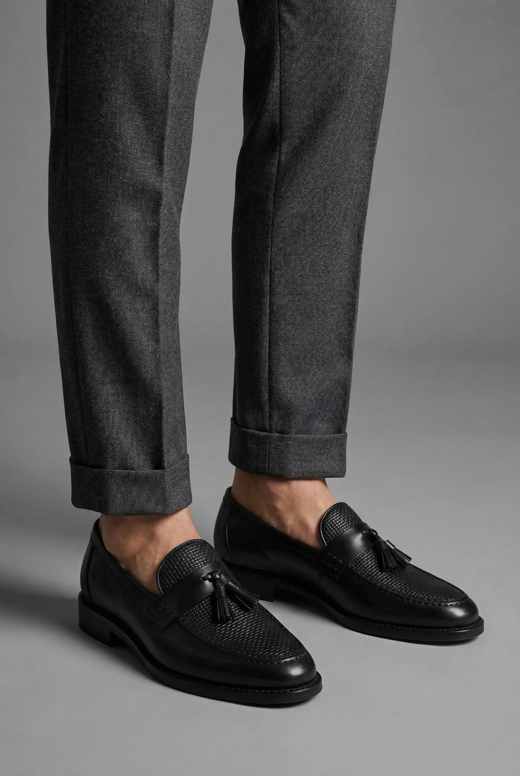 Men's Woven Leather Tassel Loafers