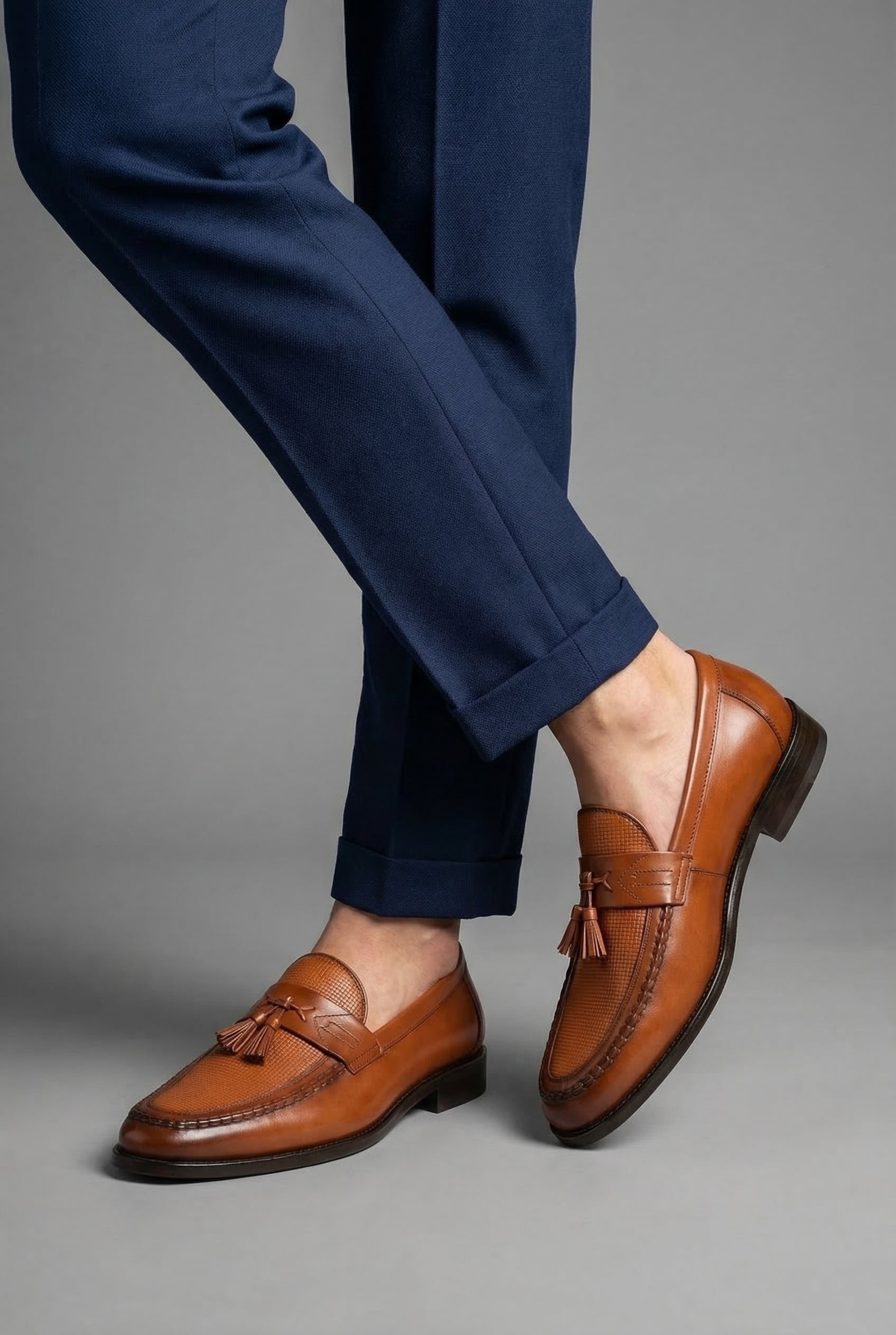 Men's Woven Leather Tassel Loafers