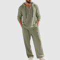 Men's Hooded Linen Lounge Set - Sage Green