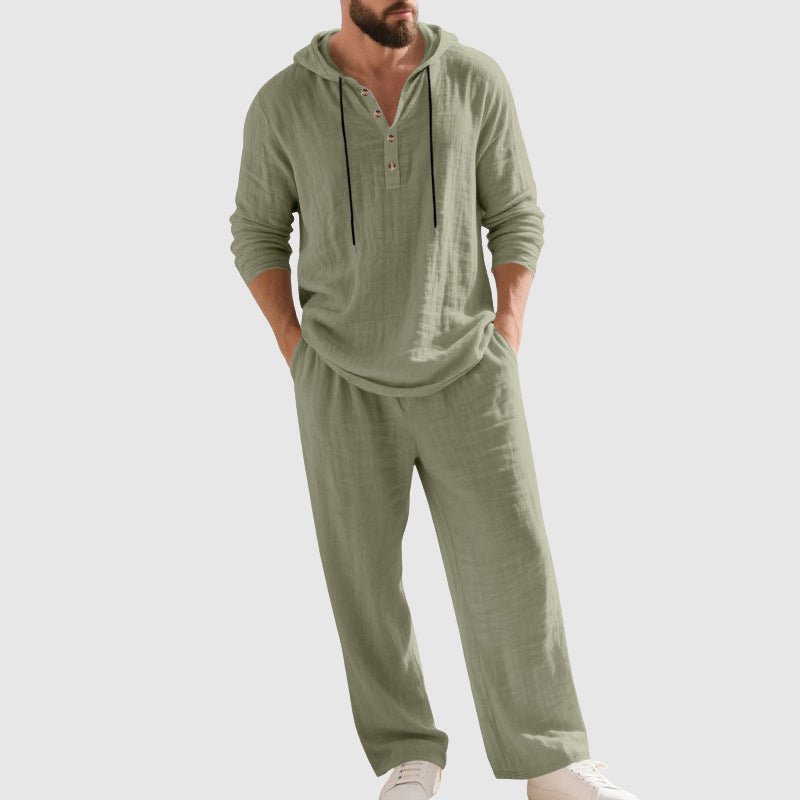 Men's Hooded Linen Lounge Set