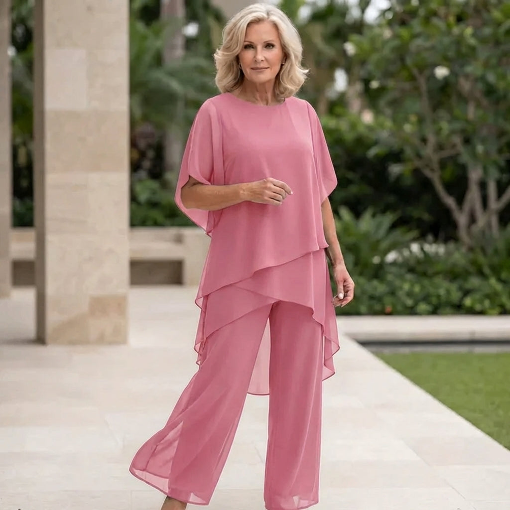 Women's Draped Palazzo Pants and Top Two-Piece Set