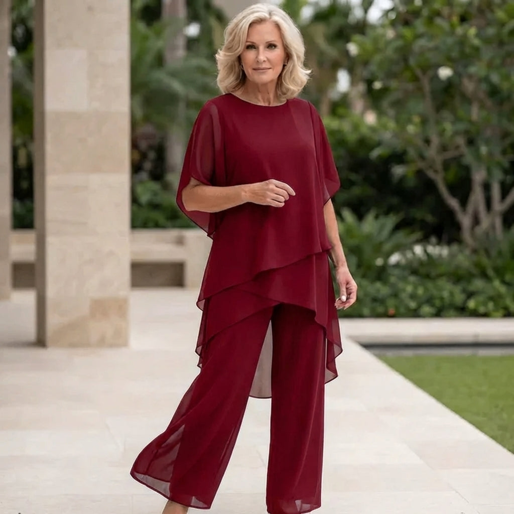 Women's Draped Palazzo Pants and Top Two-Piece Set