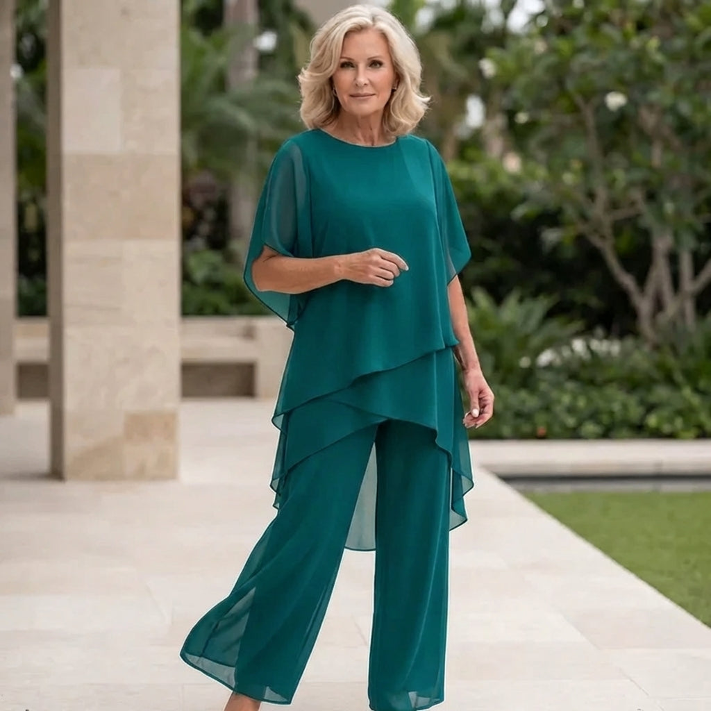 Women's Draped Palazzo Pants and Top Two-Piece Set