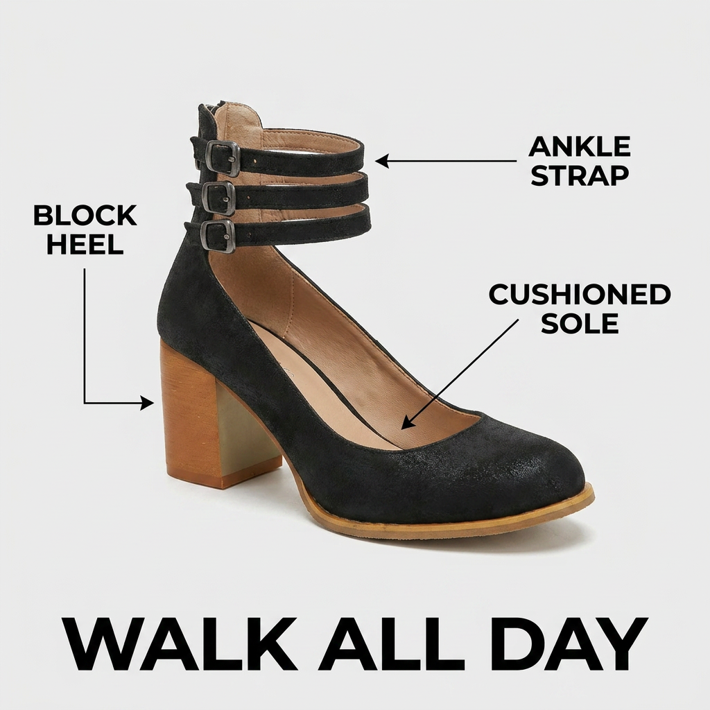 Women's Triple Buckle Block Heel Ankle Boots