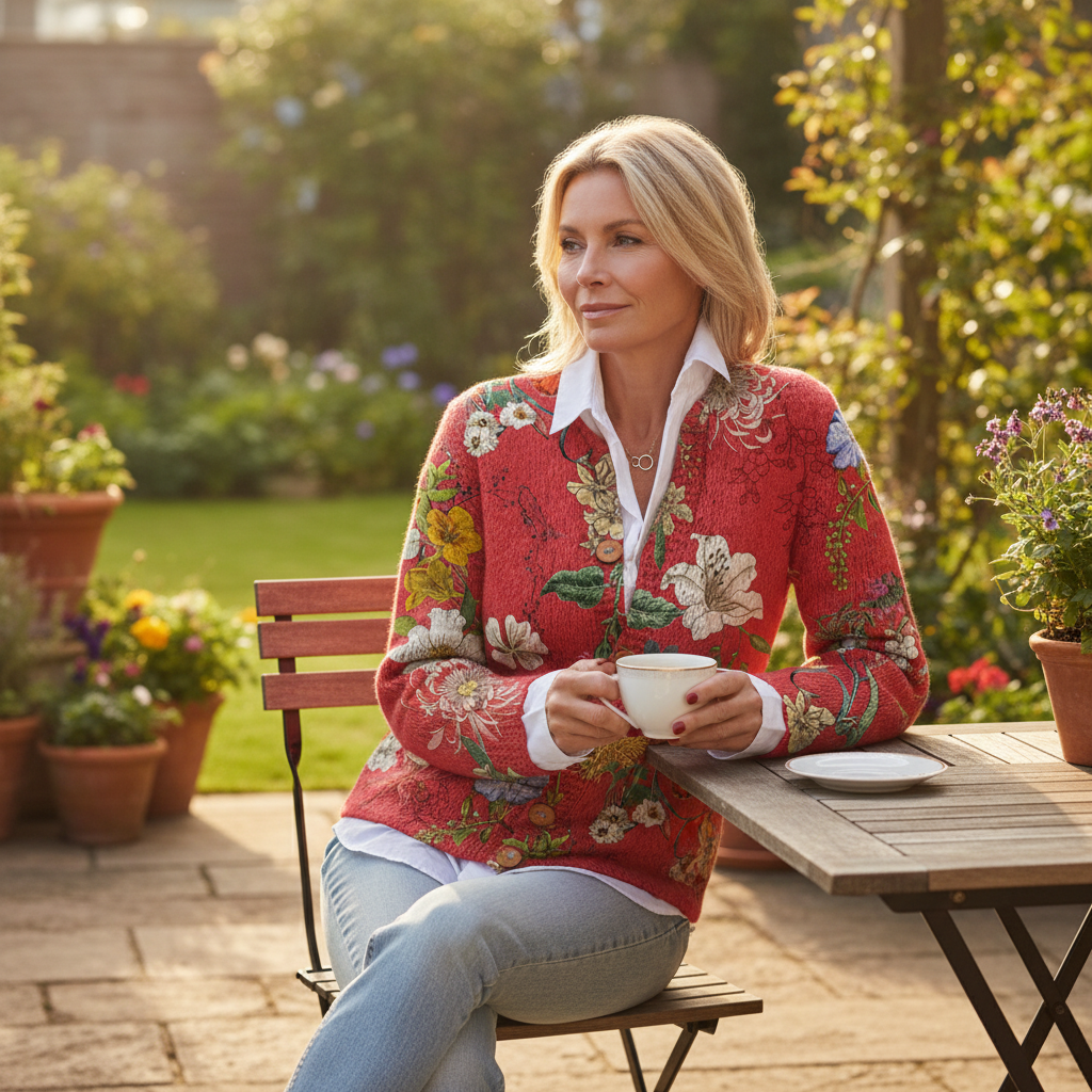Women's Floral Print Button-Down Cardigan