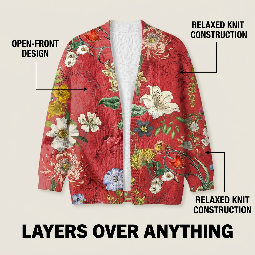 Women's Floral Print Button-Down Cardigan