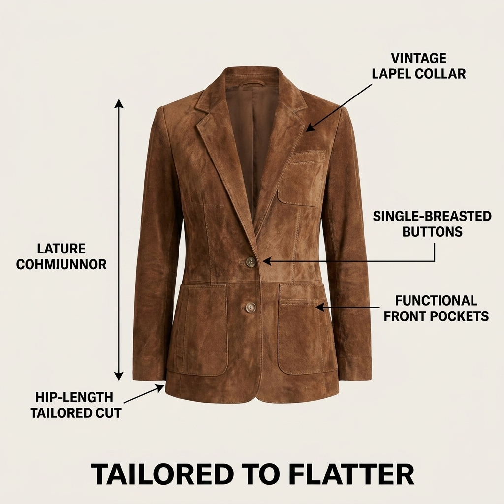 Women's Button-Down Suede Blazer