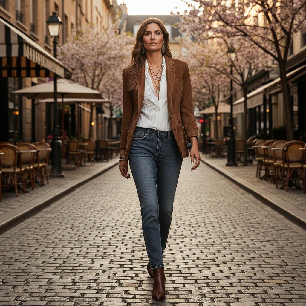 Women's Button-Down Suede Blazer