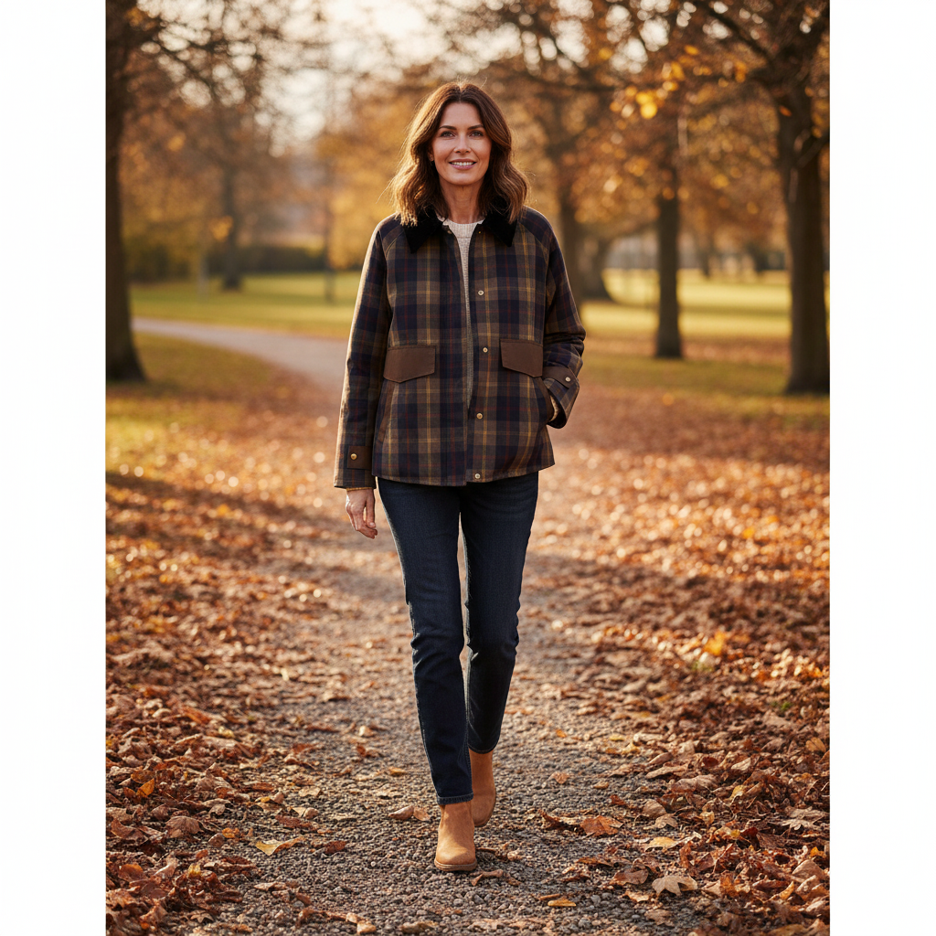 Women's Plaid Faux Fur Collar Jacket