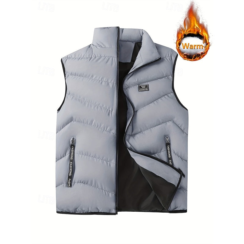 Men's Quilted Puffer Vest with Stand Collar