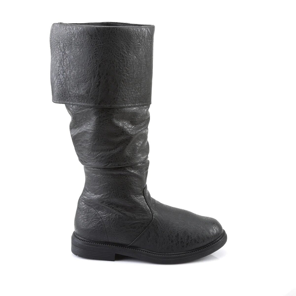 Men's Slouchy Knee-High Leather Pull-On Boots with Fold-Over Cuff
