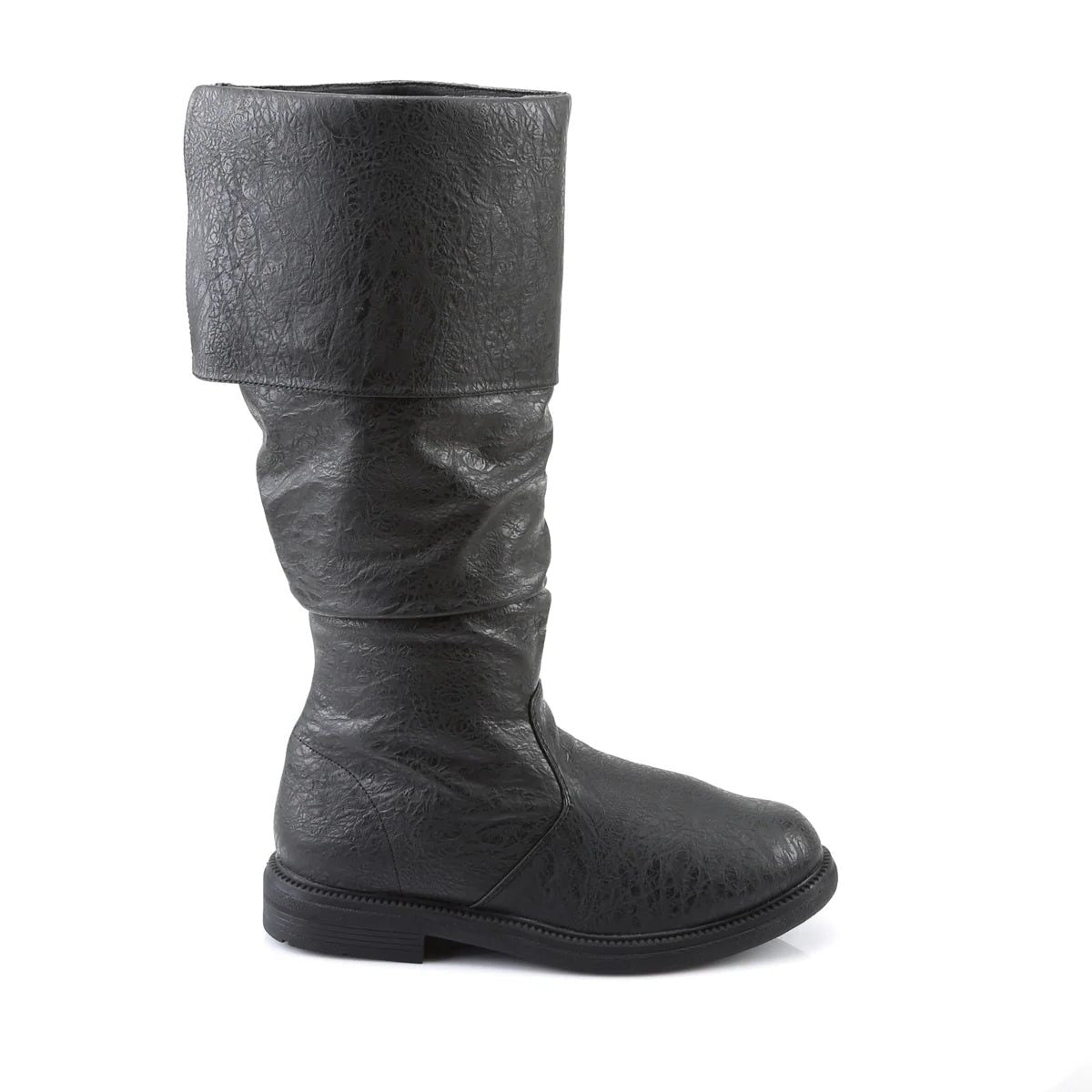Men's Slouchy Knee-High Leather Pull-On Boots with Fold-Over Cuff