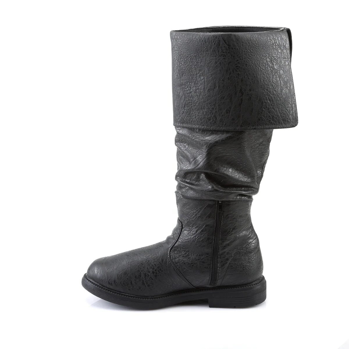 Men's Slouchy Knee-High Leather Pull-On Boots with Fold-Over Cuff