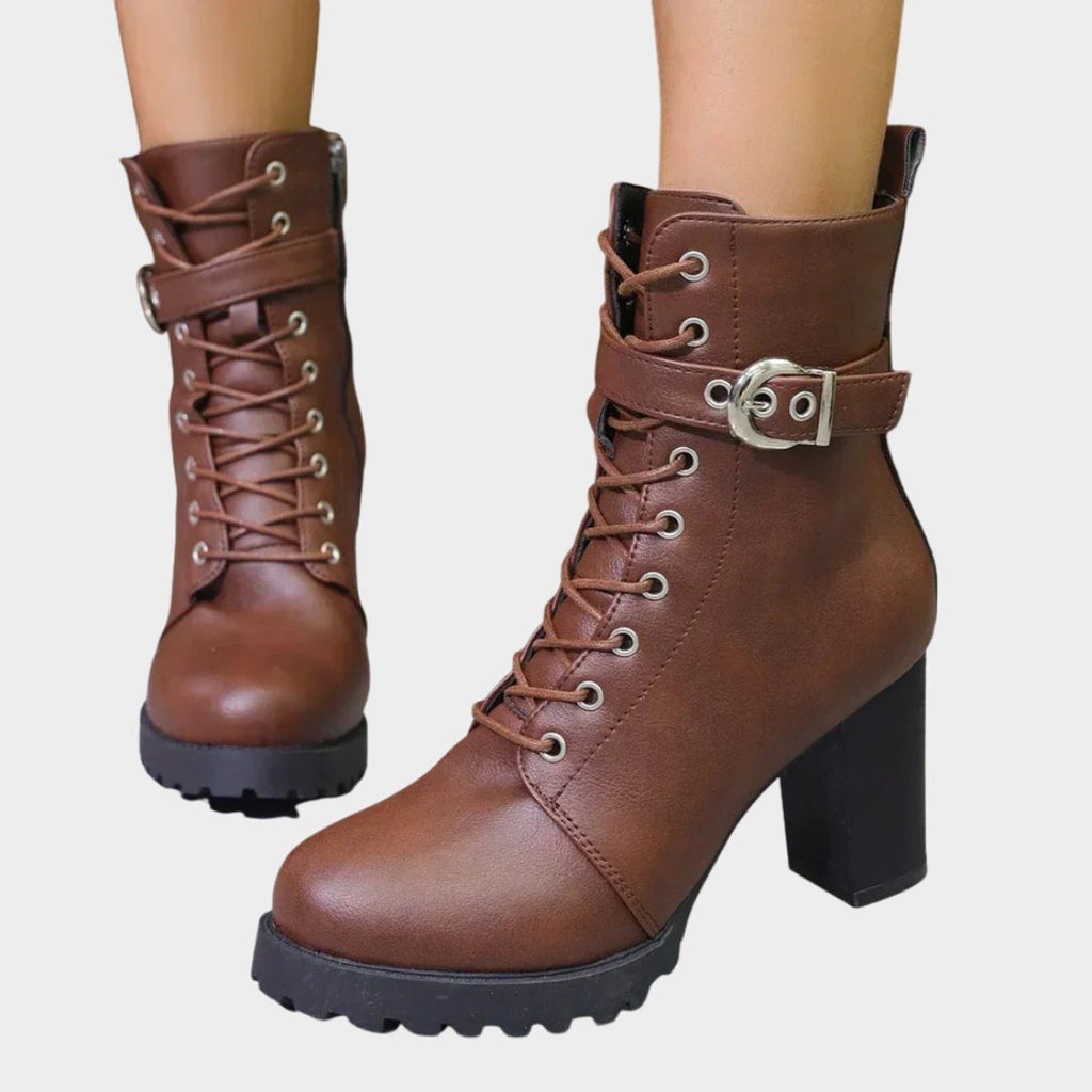 Women's Lace-Up Block Heel Combat Boots