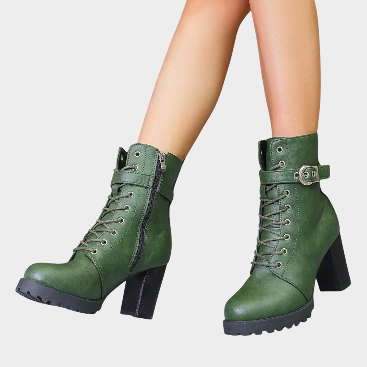 Women's Lace-Up Block Heel Combat Boots