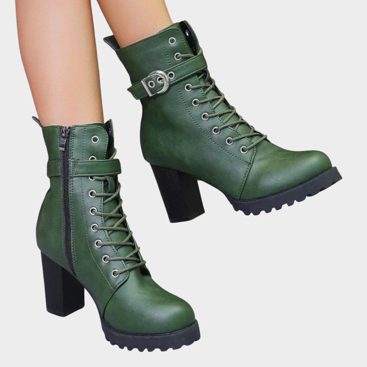 Women's Lace-Up Block Heel Combat Boots