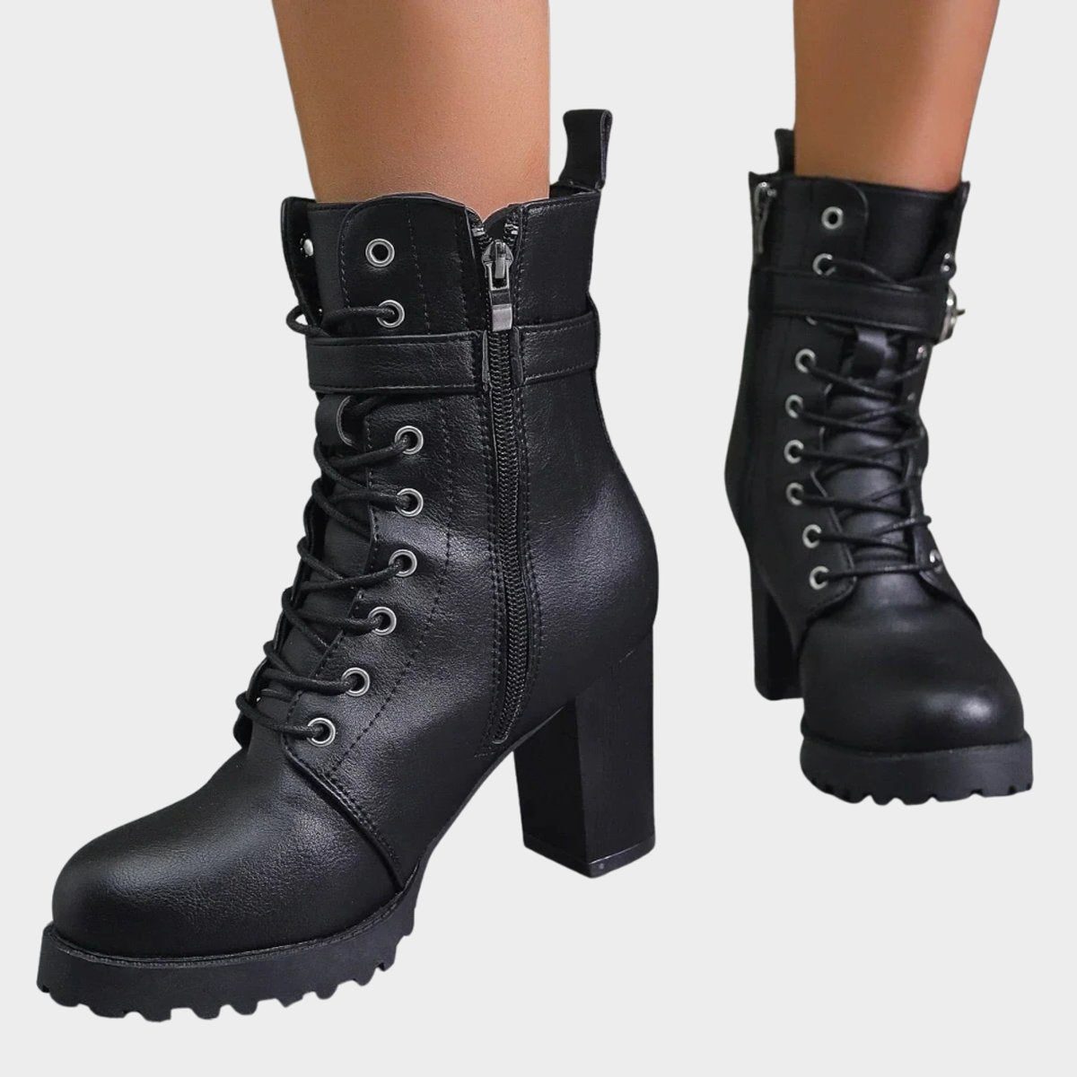 Women's Lace-Up Block Heel Combat Boots