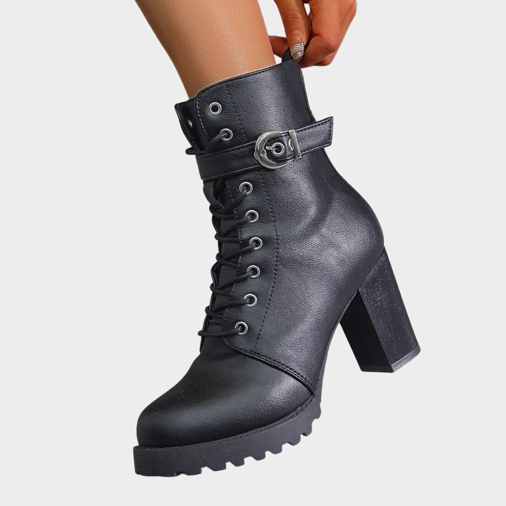 Women's Lace-Up Block Heel Combat Boots
