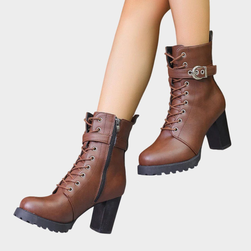Women's Lace-Up Block Heel Combat Boots