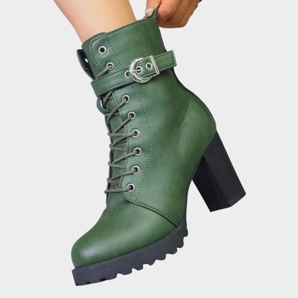 Women's Lace-Up Block Heel Combat Boots