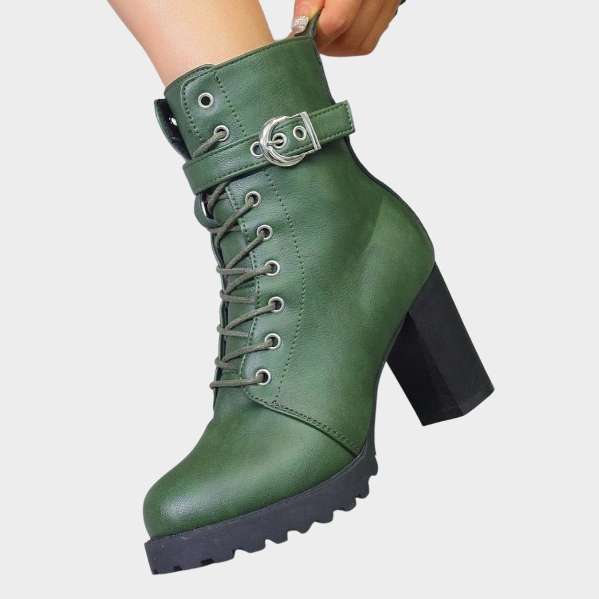 Women's Lace-Up Block Heel Combat Boots