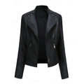 Women's Sleek Tailored Biker Jacket - Black