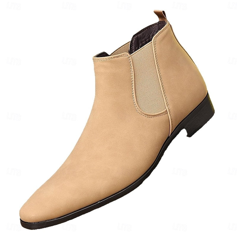 Men's Elastic-Panel Slip-On Ankle Boots - Light Yellow