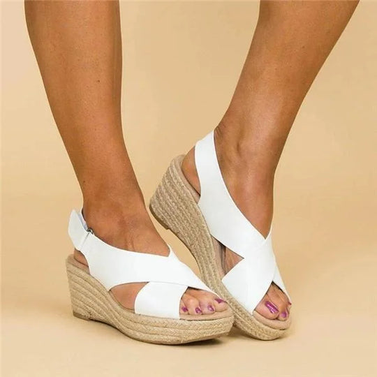 Women's Orthopedic Espadrille Wedge Sandals - White