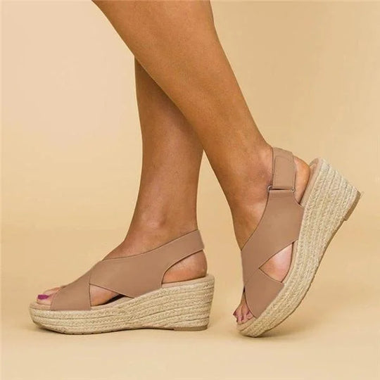 Women's Orthopedic Espadrille Wedge Sandals - Brown