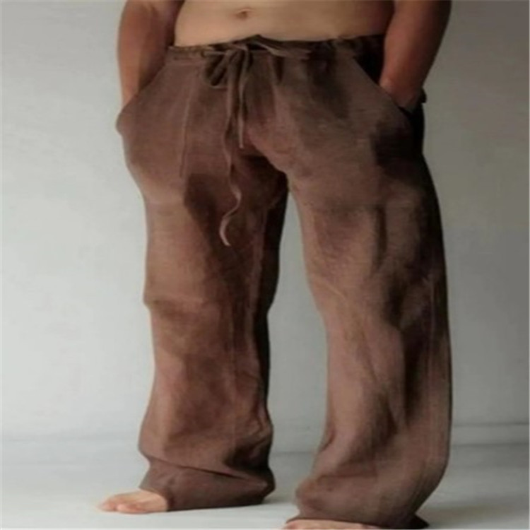 Men's Wide-Leg Drawstring Trousers - Brown
