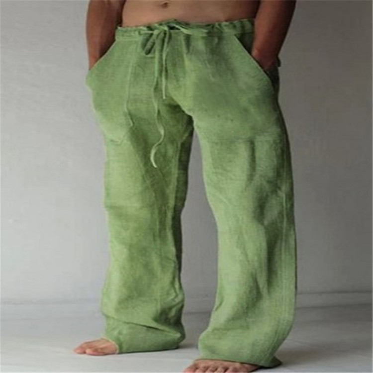 Men's Wide-Leg Drawstring Trousers - Sage Green