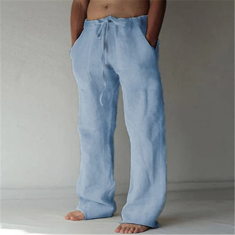 Men's Wide-Leg Drawstring Trousers - Sky Blue