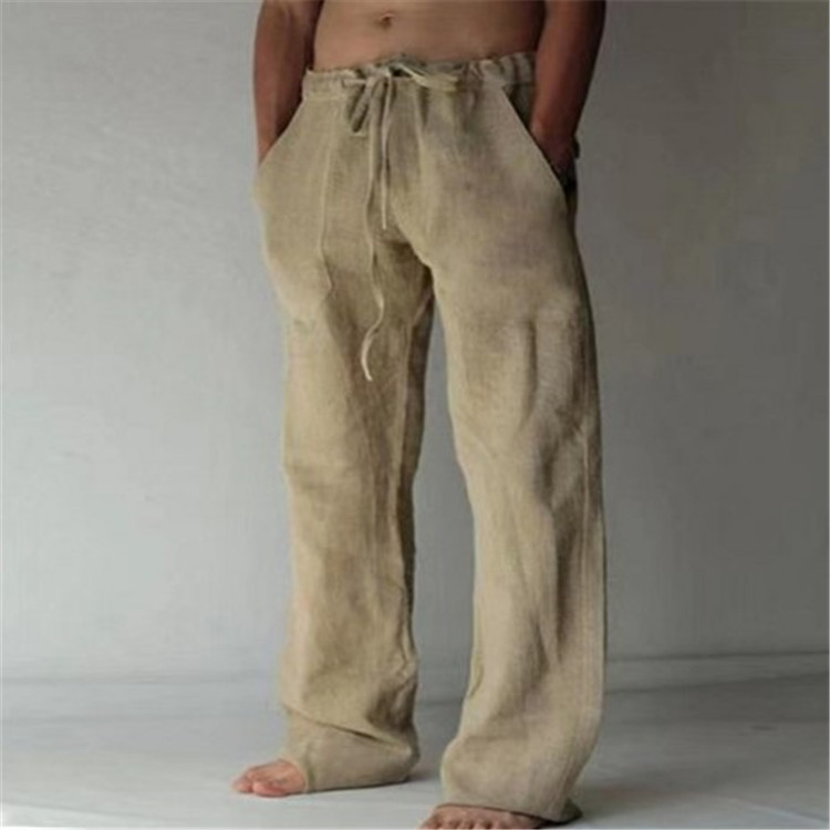 Men's Wide-Leg Drawstring Trousers - Khaki