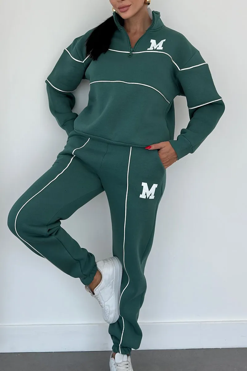 Women's Zip Neck Top and Tapered Jogger Set