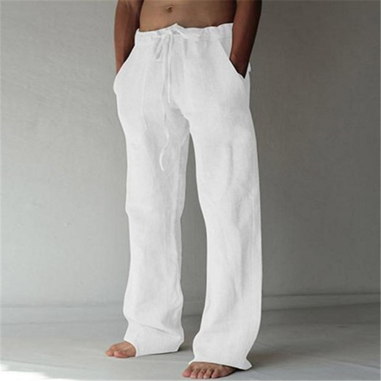 Men's Wide-Leg Drawstring Trousers - White