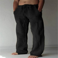 Men's Wide-Leg Drawstring Trousers - Black
